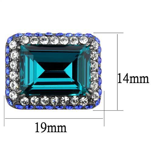MATK2812 - IP Light Black (IP Gun) Stainless Steel Earrings with Top Grade Crystal in Blue Zircon