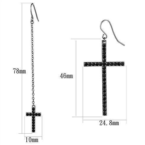 MATK2816 - IP Light Black (IP Gun) Stainless Steel Earrings with Top Grade Crystal in Jet