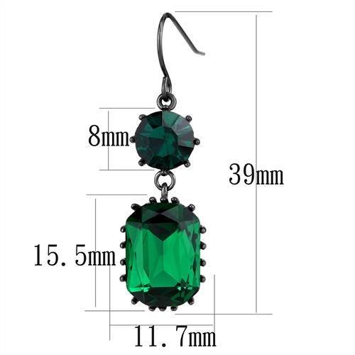 MATK2817 - IP Dark Brown (IP coffee) Stainless Steel Earrings with Top Grade Crystal in Emerald