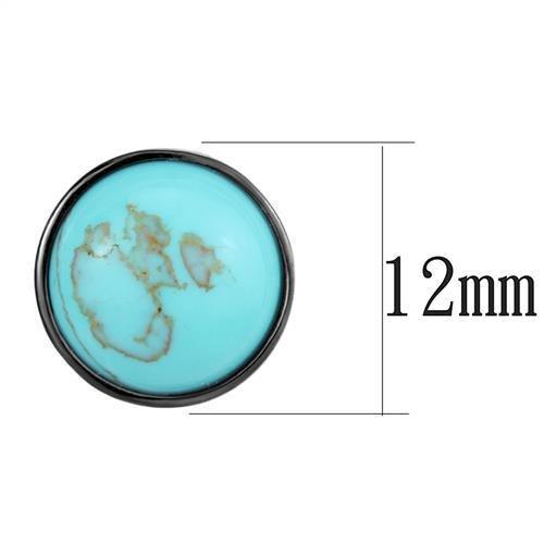 MATK2819 - IP Light Black (IP Gun) Stainless Steel Earrings with Synthetic Turquoise in Sea Blue