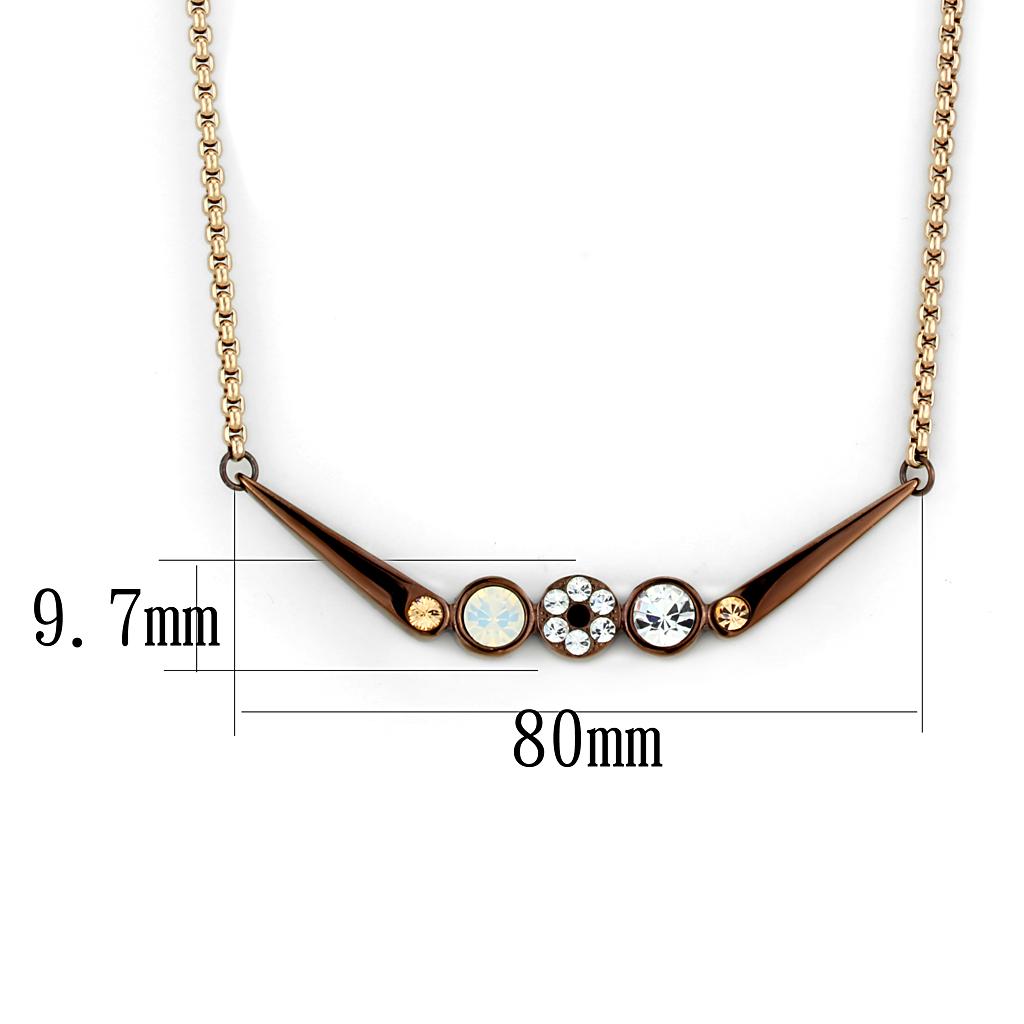 MATK2823 - IP Rose Gold & IP light Coffee Stainless Steel Necklace with Top Grade Crystal in Multi Color