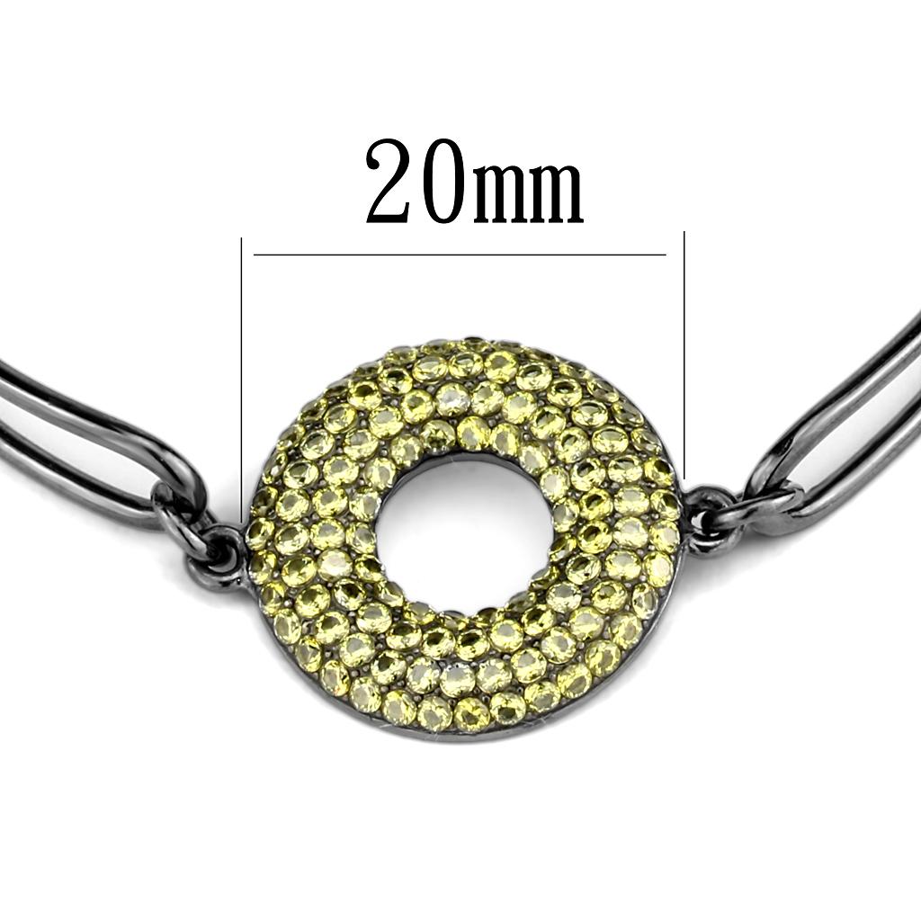 MATK2824 - IP Light Black (IP Gun) Stainless Steel Bangle with AAA Grade CZ in Topaz