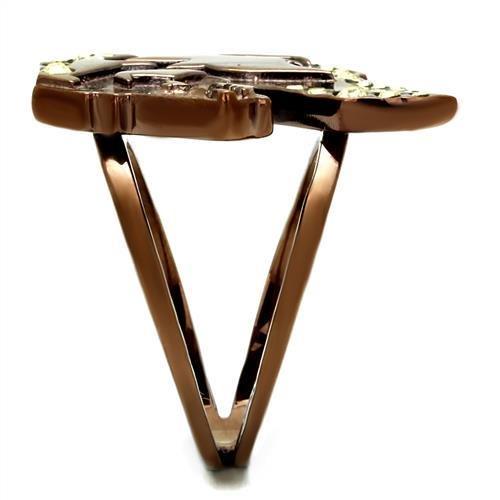 MATK2842 - IP Coffee light Stainless Steel Ring with Top Grade Crystal in Citrine Yellow