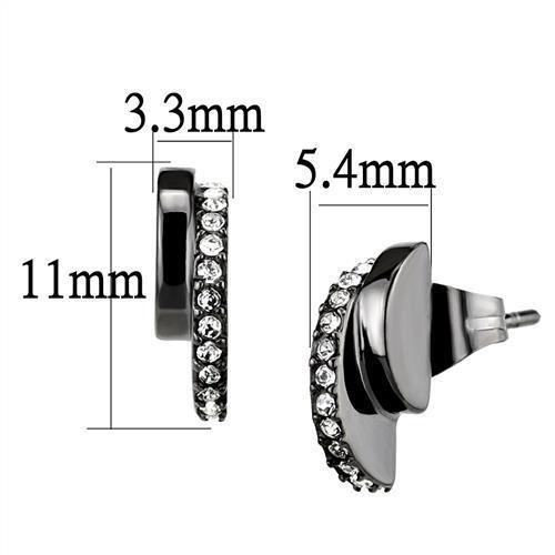 MATK2855 - IP Light Black (IP Gun) Stainless Steel Earrings with Top Grade Crystal in Clear
