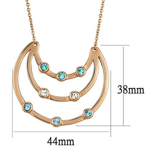 MATK2857 - IP Rose Gold(Ion Plating) Stainless Steel Necklace with Top Grade Crystal in Multi Color