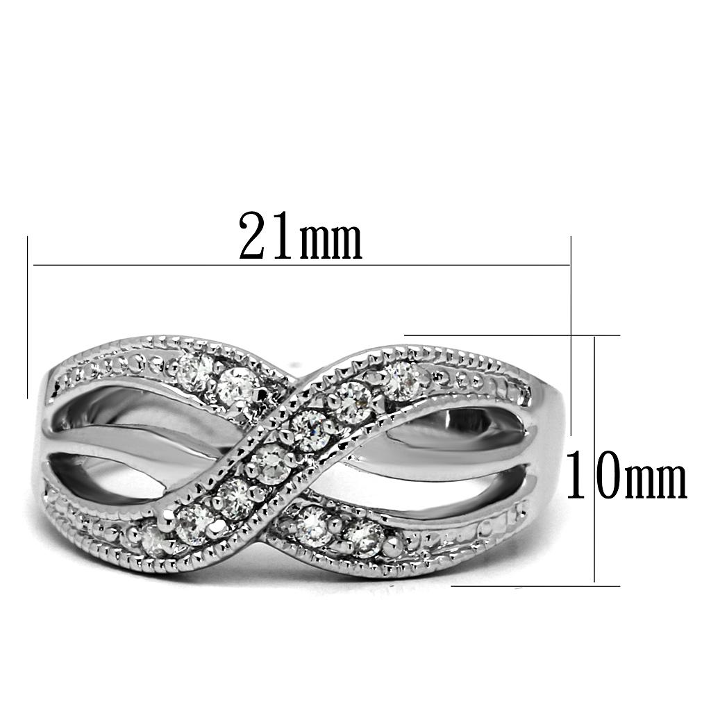 MATK2873 - High polished (no plating) Stainless Steel Ring with AAA Grade CZ in Clear