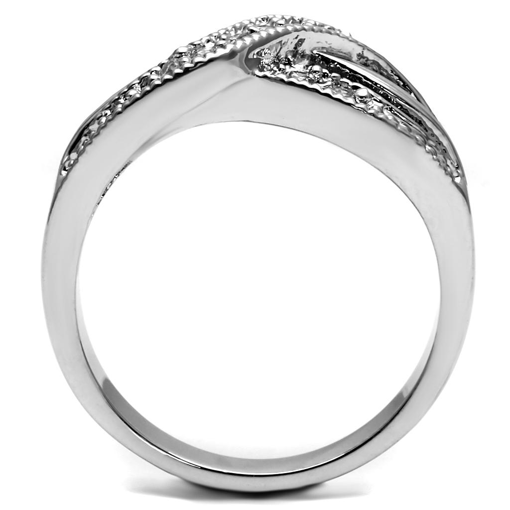 MATK2873 - High polished (no plating) Stainless Steel Ring with AAA Grade CZ in Clear