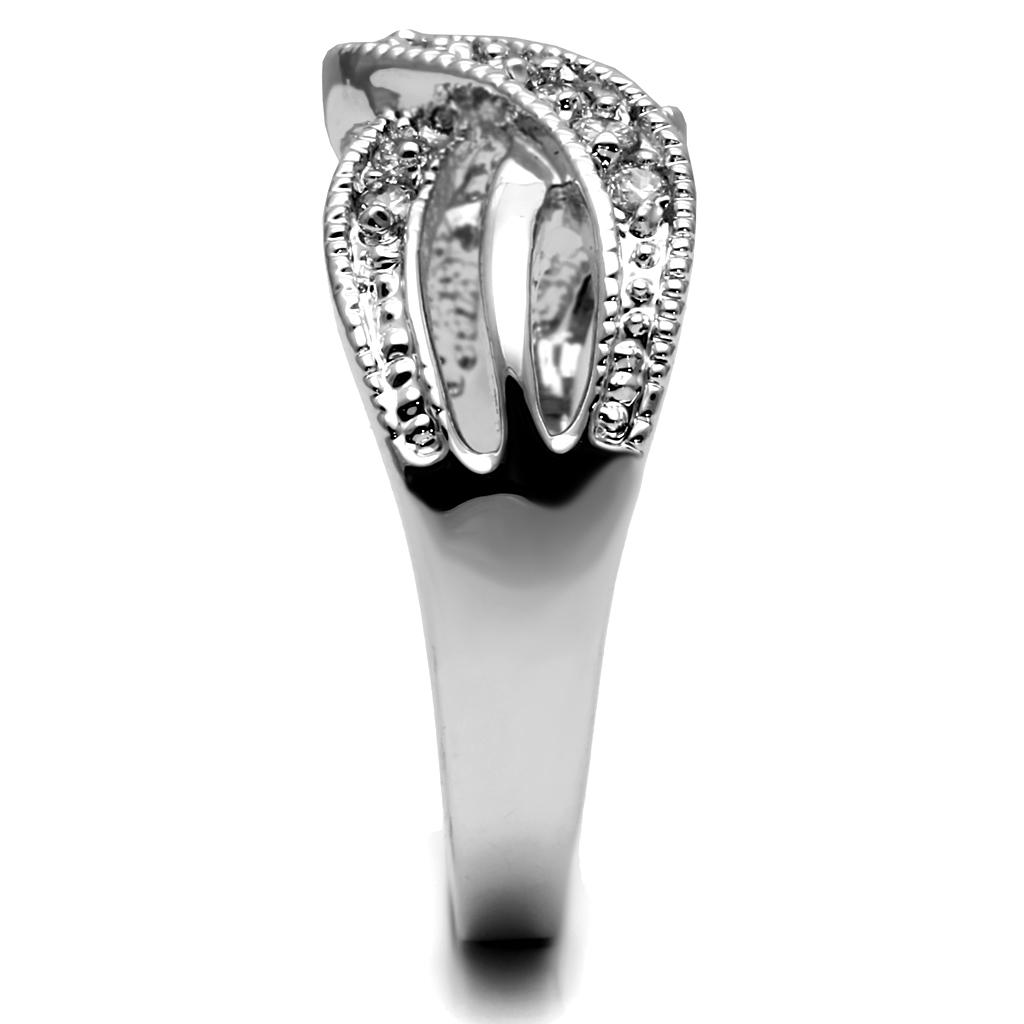 MATK2873 - High polished (no plating) Stainless Steel Ring with AAA Grade CZ in Clear