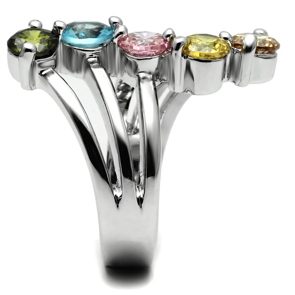 MASigrid Cocktail Ring - Stainless Steel, AAA CZ , Multi Color - TK2876