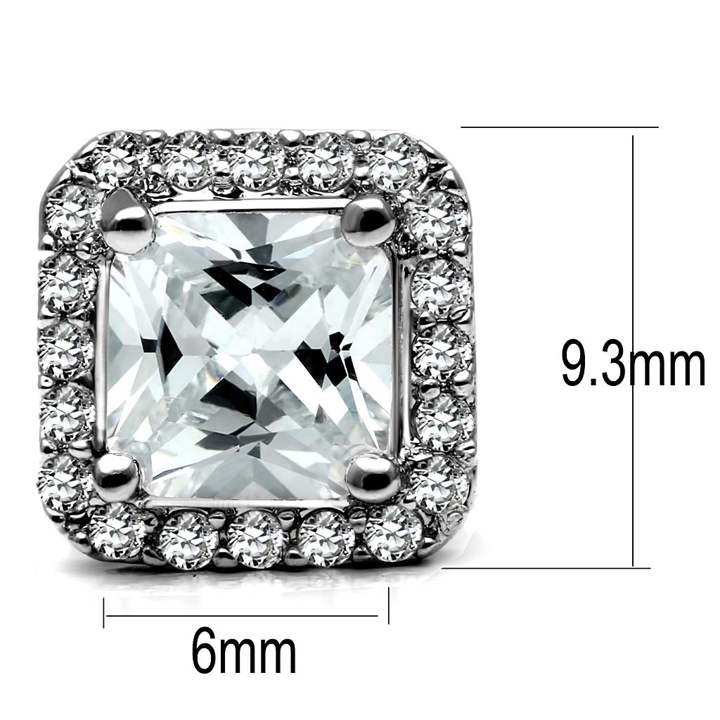 MATK2881 - High polished (no plating) Stainless Steel Earrings with AAA Grade CZ in Clear