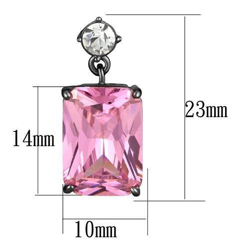 MATK2892 - IP Light Black (IP Gun) Stainless Steel Earrings with AAA Grade CZ in Rose