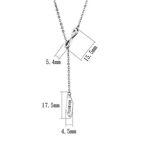 MATK2894 - High polished (no plating) Stainless Steel Necklace with Top Grade Crystal in Clear
