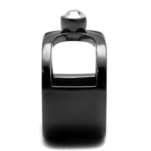 MATK2897 - IP Light Black (IP Gun) Stainless Steel Ring with Top Grade Crystal in Clear