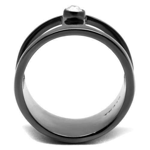 MATK2898 - IP Light Black (IP Gun) Stainless Steel Ring with Top Grade Crystal in Clear