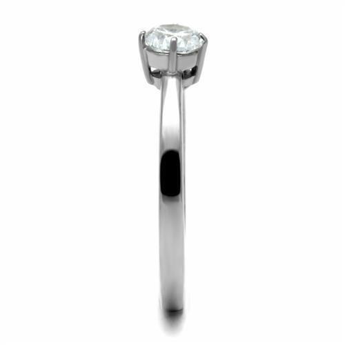 MATK2903 - High polished (no plating) Stainless Steel Ring with AAA Grade CZ in Clear