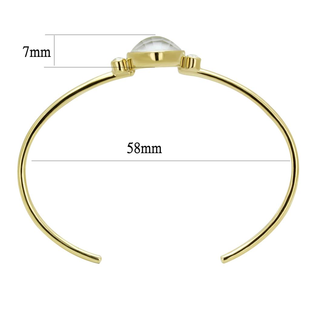 MATK2910 - IP Gold(Ion Plating) Stainless Steel Bangle with Precious Stone Conch in White