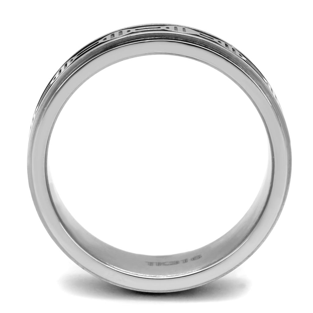 MATK2924 - High polished (no plating) Stainless Steel Ring with Epoxy in Jet