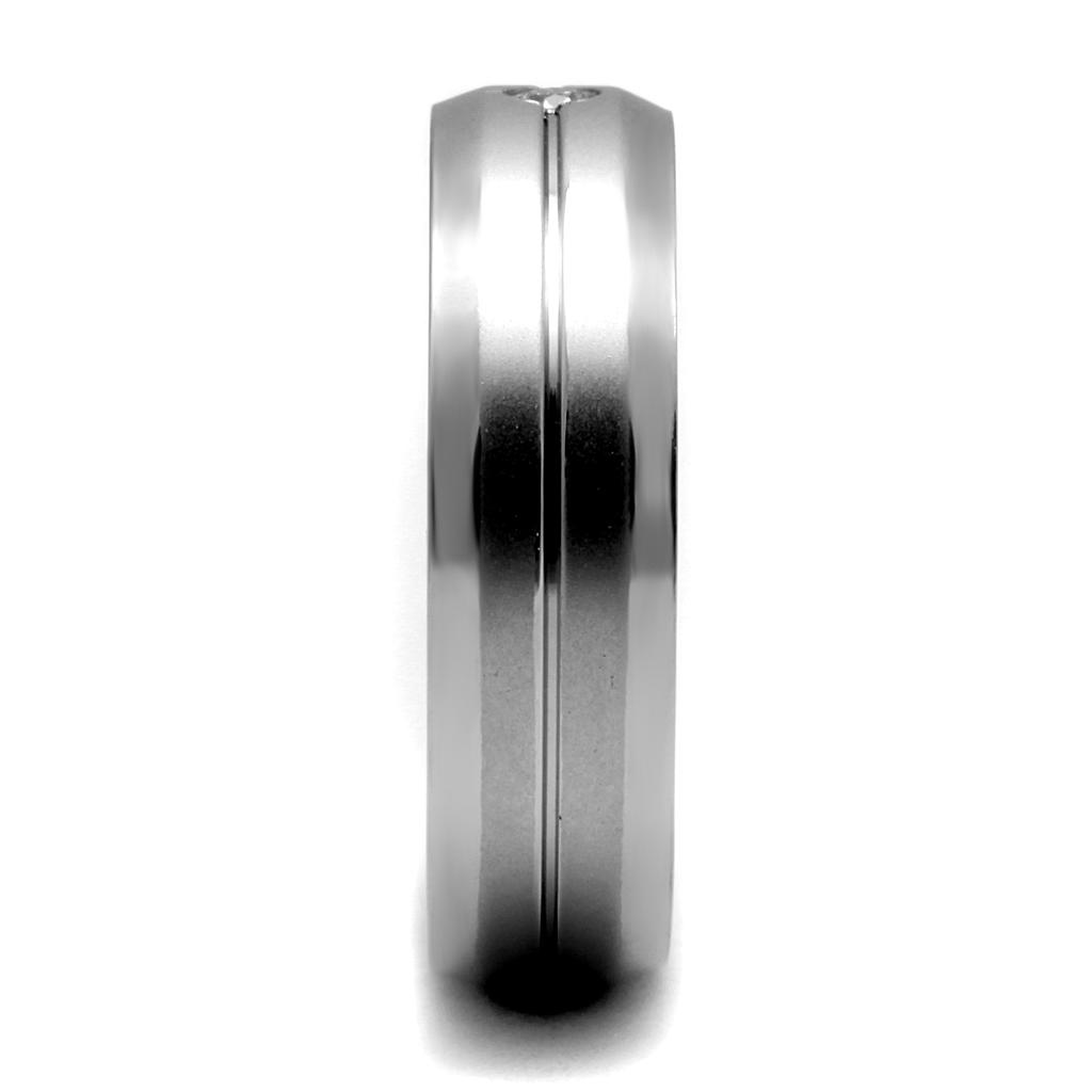 MATK2936 - High polished (no plating) Stainless Steel Ring with AAA Grade CZ in Clear