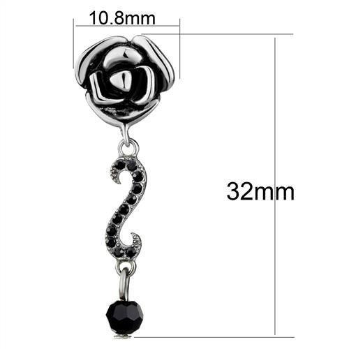 MATK2951 - High polished (no plating) Stainless Steel Earrings with Top Grade Crystal in Jet