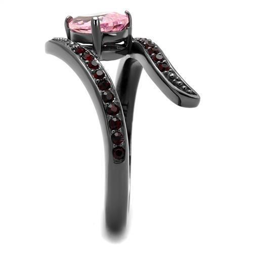 MATK2972 - IP Light Black (IP Gun) Stainless Steel Ring with AAA Grade CZ in Rose