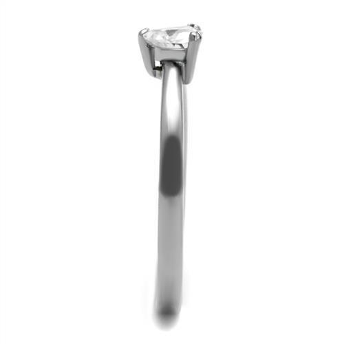 MATK2978 High polished (no plating) Stainless Steel Ring with AAA Grade CZ in Clear