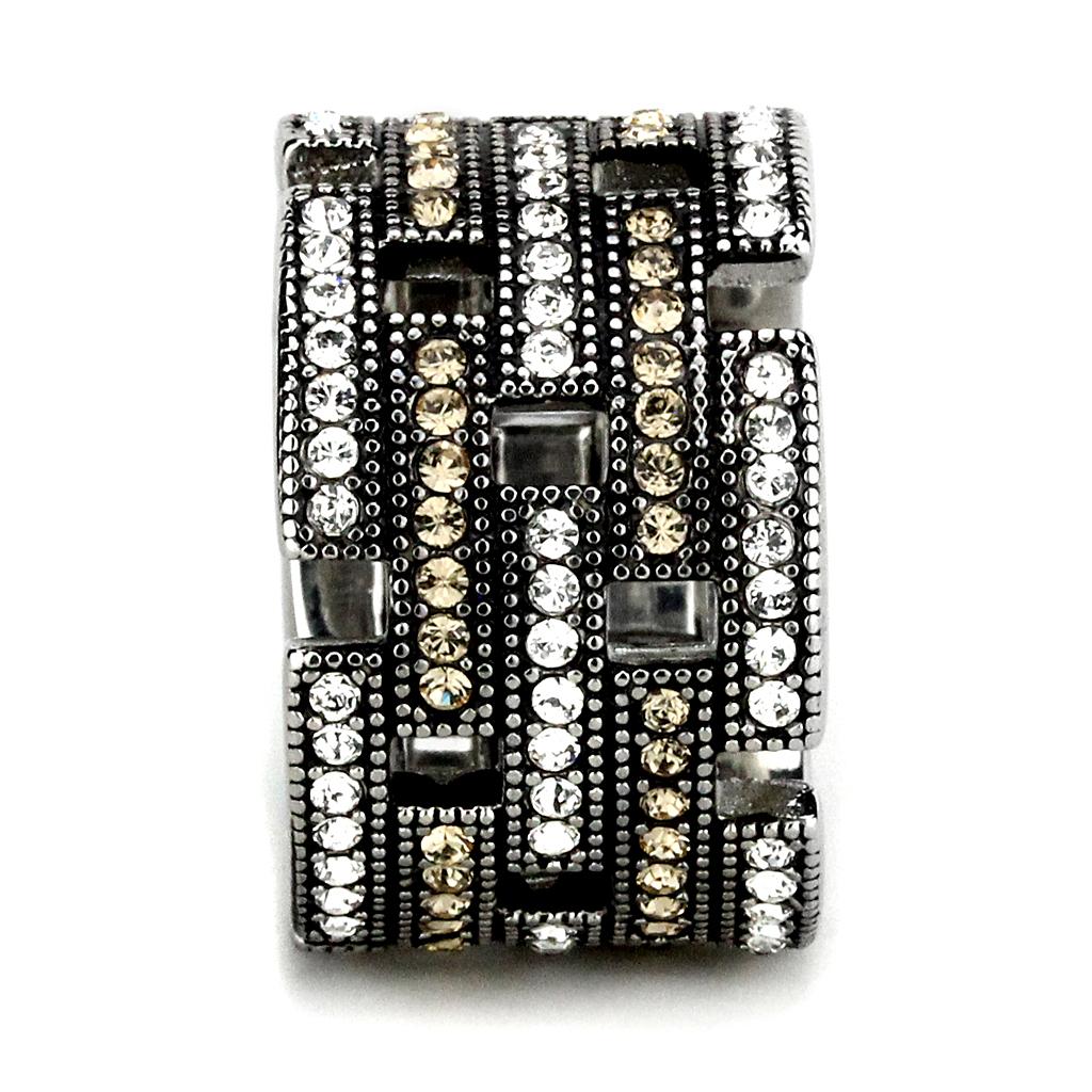 MATK2987 - High polished (no plating) Stainless Steel Ring with Top Grade Crystal in Multi Color
