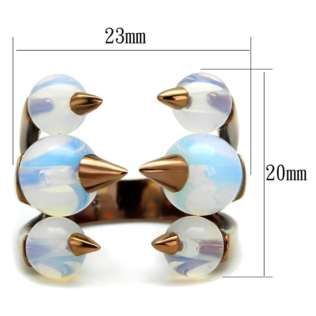MATK2992 - IP Coffee light Stainless Steel Ring with Synthetic Synthetic Glass in White