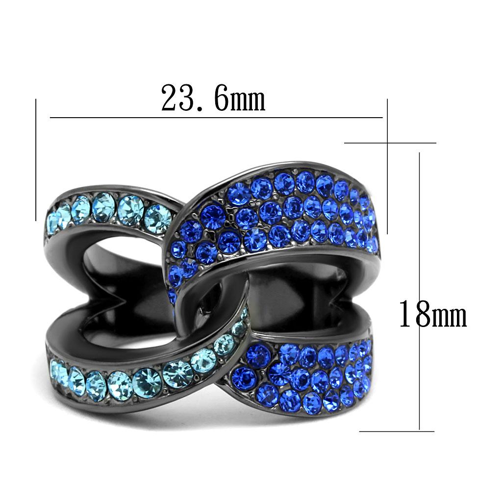 MATK2994 - IP Light Black (IP Gun) Stainless Steel Ring with Top Grade Crystal in Multi Color