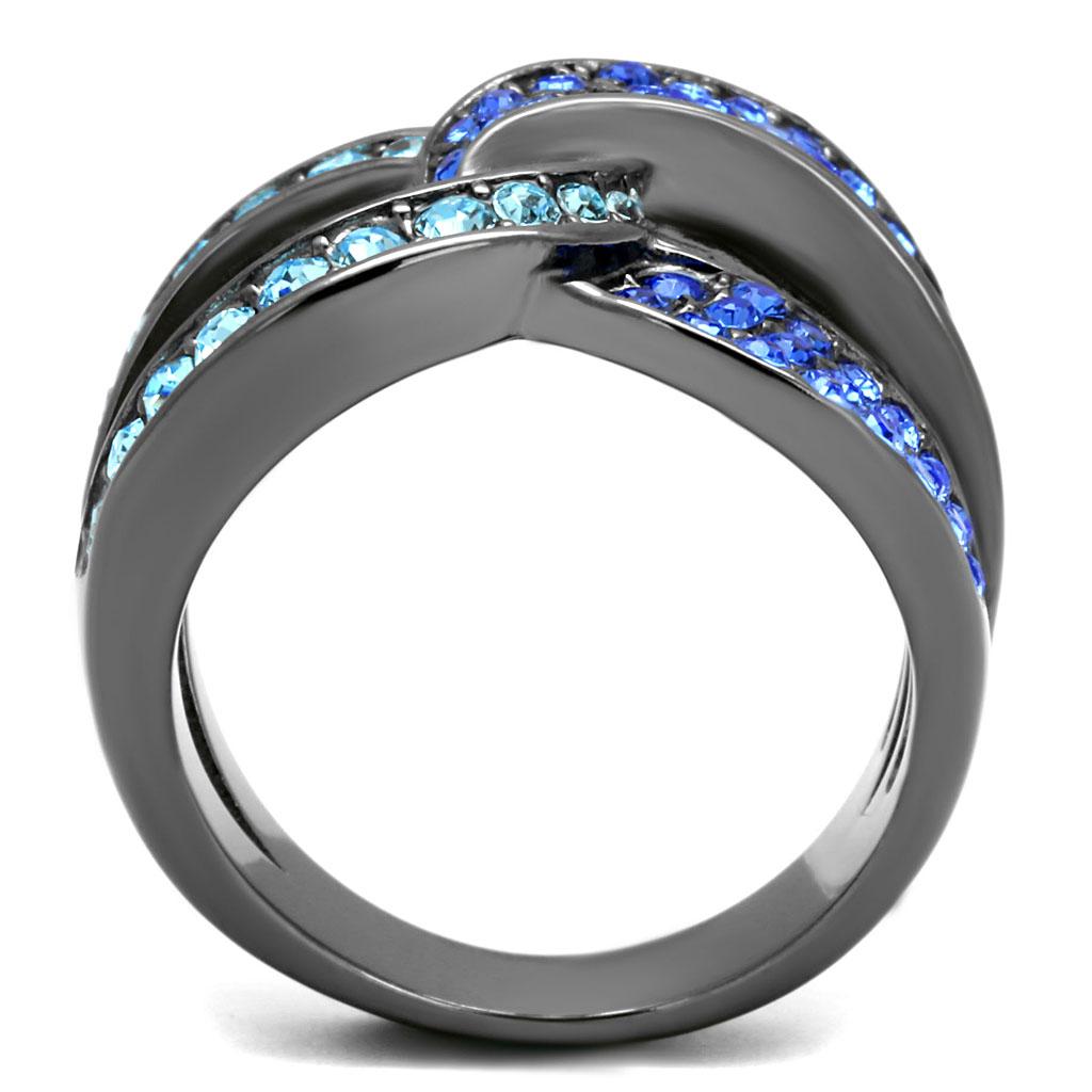 MATK2994 - IP Light Black (IP Gun) Stainless Steel Ring with Top Grade Crystal in Multi Color