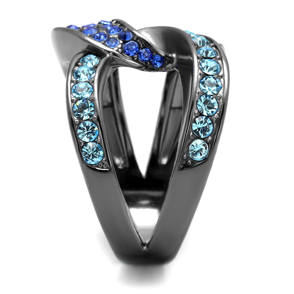 MATK2994 - IP Light Black (IP Gun) Stainless Steel Ring with Top Grade Crystal in Multi Color