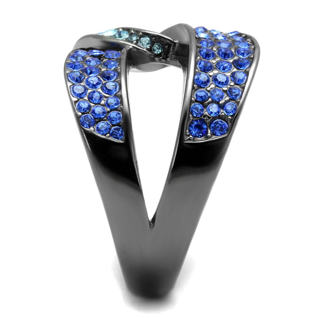 MATK2994 - IP Light Black (IP Gun) Stainless Steel Ring with Top Grade Crystal in Multi Color