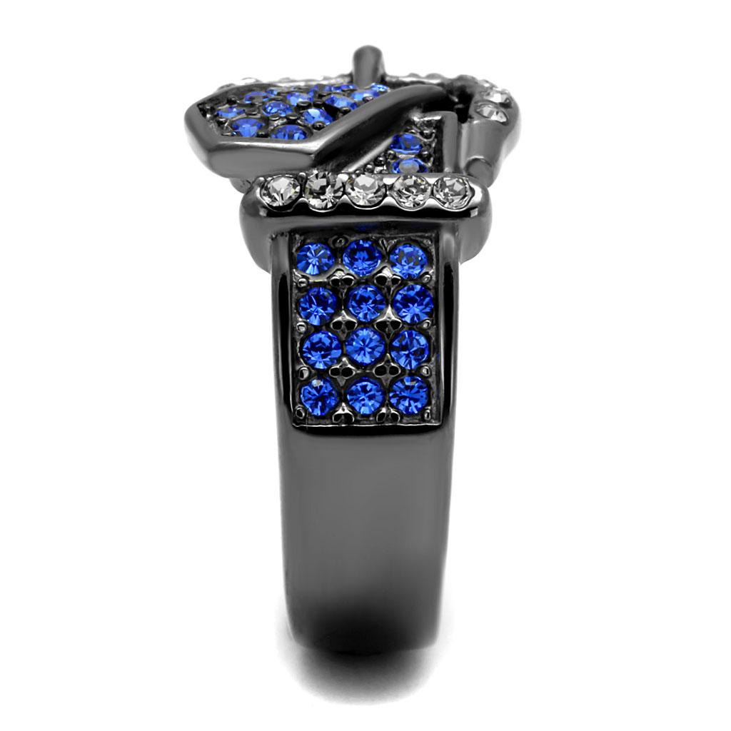 MATK2995 - IP Light Black (IP Gun) Stainless Steel Ring with Top Grade Crystal in Multi Color