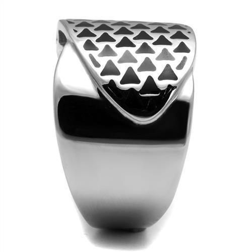 MATK3010 - High polished (no plating) Stainless Steel Ring with Epoxy in Jet