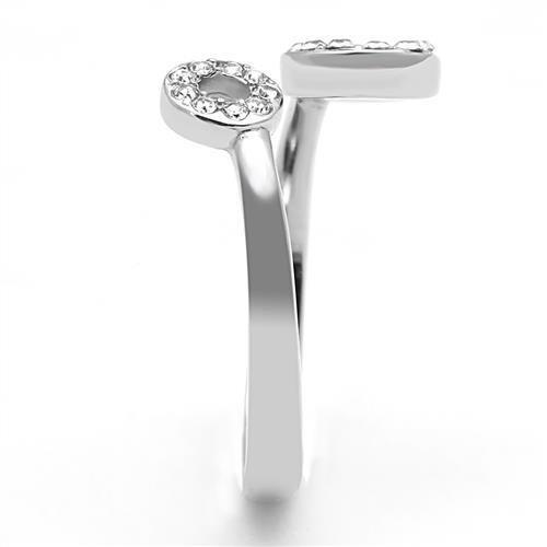 MATK3025 - High polished (no plating) Stainless Steel Ring with Top Grade Crystal in Clear