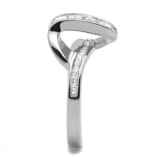 MATK3026 - High polished (no plating) Stainless Steel Ring with Top Grade Crystal in Clear