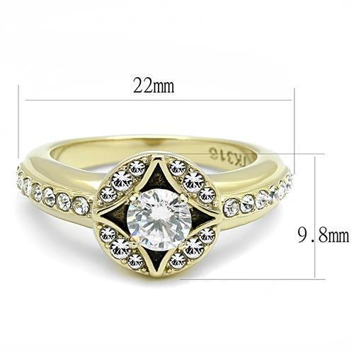 MATK3034 - IP Gold(Ion Plating) Stainless Steel Ring with AAA Grade CZ in Clear