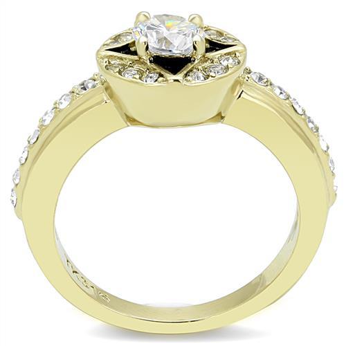 MATK3034 - IP Gold(Ion Plating) Stainless Steel Ring with AAA Grade CZ in Clear