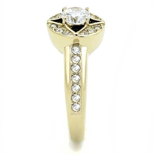 MATK3034 - IP Gold(Ion Plating) Stainless Steel Ring with AAA Grade CZ in Clear