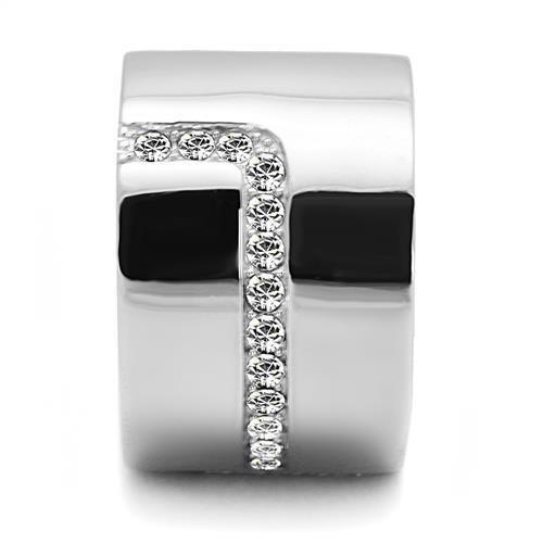 MATK3040 - High polished (no plating) Stainless Steel Ring with Top Grade Crystal in Clear