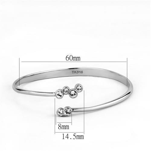 MATK3067 - High polished (no plating) Stainless Steel Bangle with Top Grade Crystal in Clear