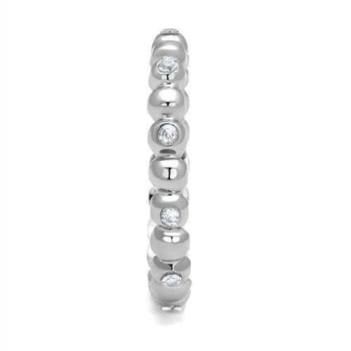 MATK3085 - High polished (no plating) Stainless Steel Ring with AAA Grade CZ in Clear