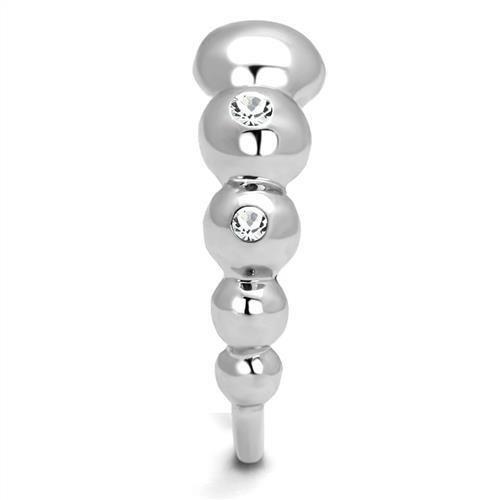 MATK3087 - High polished (no plating) Stainless Steel Ring with AAA Grade CZ in Clear