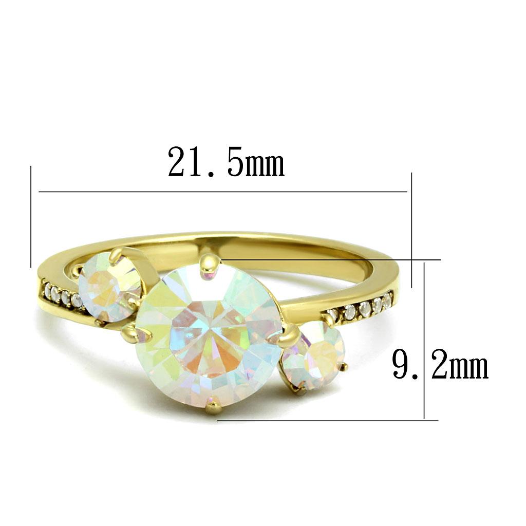 MATK3095 - IP Gold(Ion Plating) Stainless Steel Ring with Top Grade Crystal in Multi Color