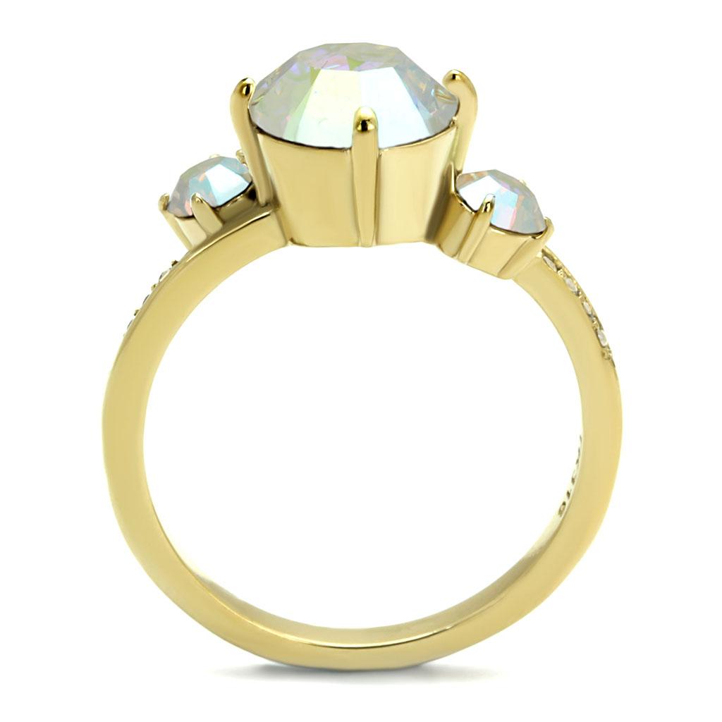 MATK3095 - IP Gold(Ion Plating) Stainless Steel Ring with Top Grade Crystal in Multi Color