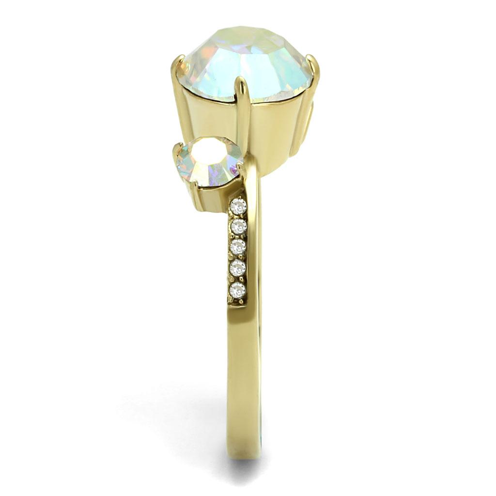 MATK3095 - IP Gold(Ion Plating) Stainless Steel Ring with Top Grade Crystal in Multi Color