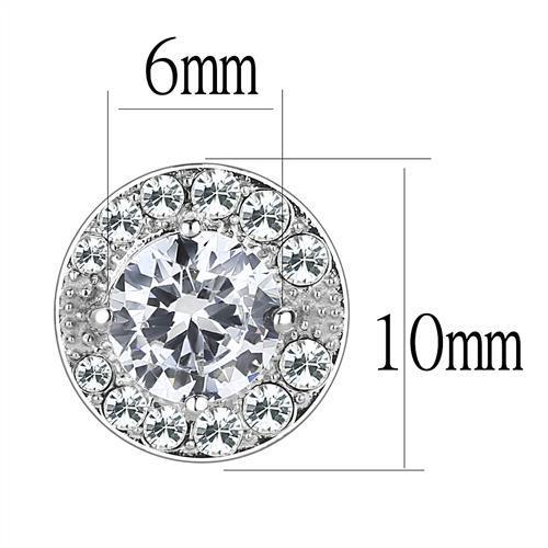 MATK3103 - High polished (no plating) Stainless Steel Earrings with AAA Grade CZ in Clear