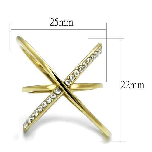 MATK3109 - IP Gold(Ion Plating) Stainless Steel Ring with AAA Grade CZ in Clear