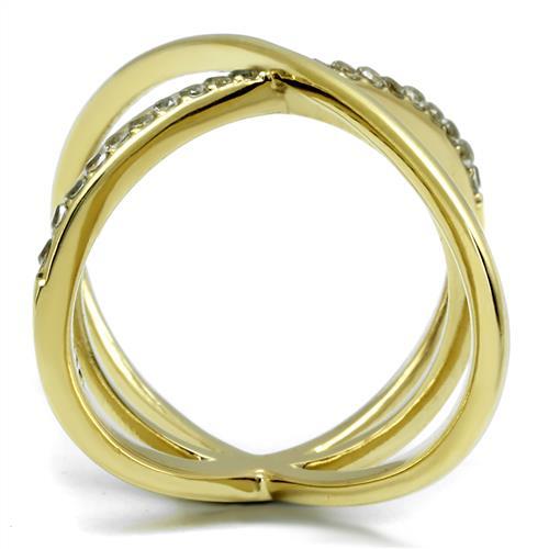 MATK3109 - IP Gold(Ion Plating) Stainless Steel Ring with AAA Grade CZ in Clear