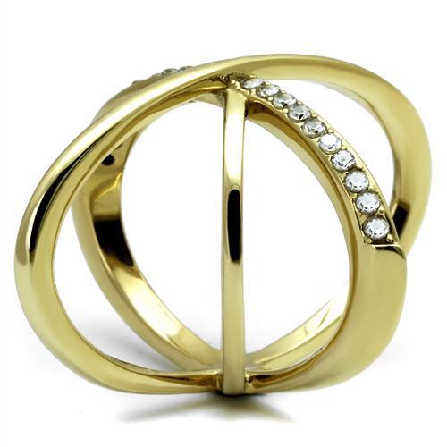 MATK3109 - IP Gold(Ion Plating) Stainless Steel Ring with AAA Grade CZ in Clear