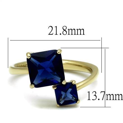 MATK3110 - IP Gold(Ion Plating) Stainless Steel Ring with Synthetic Synthetic Glass in Montana